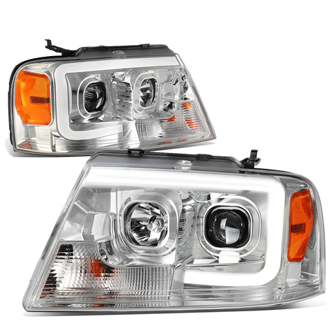 04-08 d F150 Mark LT LED DRL Projector Headlight Headlamp Chrome/ Amber