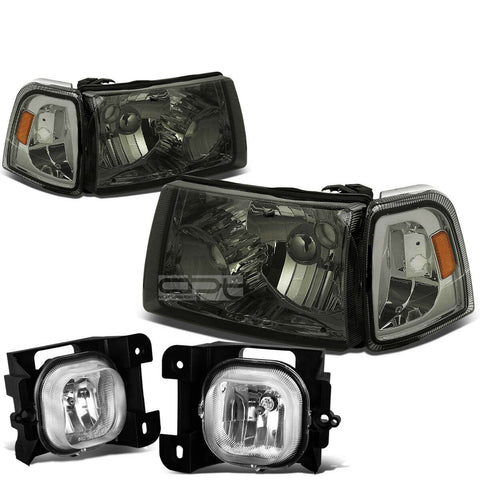 04-05 RANGER SMOKED AMBER HEADLIGHT+TURN SIGNAL LAMP+CHROME OE FOG LIGHT