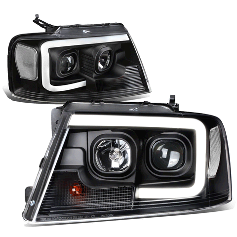 04-08 d F150 Mark LT LED DRL Projector Headlight Headlamp Black Housing