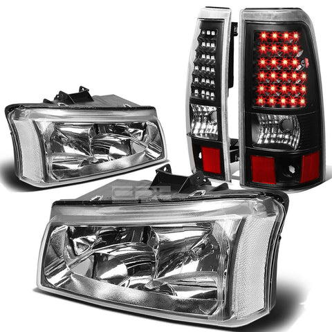 03-07 SILVERADO CHROME+CLEAR CORNER HEADLIGHT+BLAC