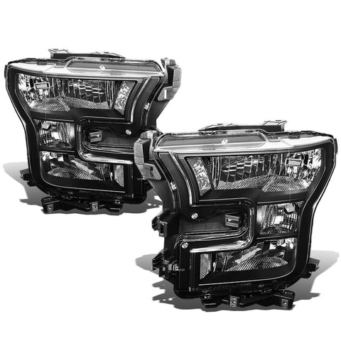 2015-2017 d F150 Pickup Pair Black Housing Clear Corner Headlight/Lamp