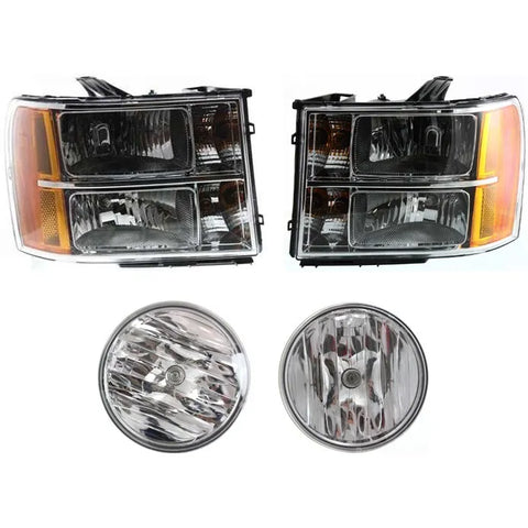 Headlight Kit For 2007-2013 GMC Sierra 1500 Left and Right Side with Fog Light