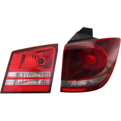 Tail Light Set For 2009-2020 Dodge Journey RH Inner Outer Clear/Red Halogen/LED