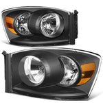 06-09 Dodge Ram Truck 1500 2500 Black Housing Amber Corner Headlight Lamps