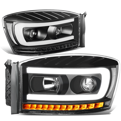 [LED DRL+Sequential Turn Signal] 06-09 Ram Truck Projector Headlight Lamp