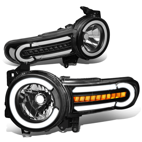 07-14 FJ Cruiser LED DRL+Sequential Turn Signal Headlight Lamps Black/Clear