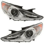 Headlight Set For 2011-2014 Hyundai Sonata Left and Right White Housing 2Pc