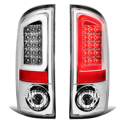 2002-2006 Dodge Ram 1500 2500 3500 LED C-Tube Tail Brake Light Lamps Chrome