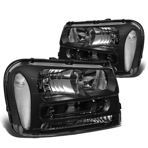 2002-2009 Chevy Trailblazer Black Housing Clear Corner Headlight/Lamp Set