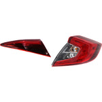 Tail Light Set For 2016-2021 Honda Civic RH Inner Outer Clear/Red Halogen CAPA