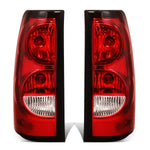 03-07 Chevy Silverado Fleetside Pickup Red Lens Rear Brake Tail Lights Lamps