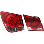 Tail Light Set For 2011-2015 Chevy Cruze 2016 Limited LH Inner Outer Clear/Red