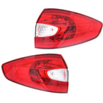 Halogen Tail Light Set For 2011-2013 Ford Fiesta Outer Clear/Red w/ Bulbs 2Pcs