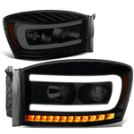 [LED DRL+Sequential Signal] 06-09 Ram Truck Pair Projector Headlight Lamps