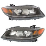 Headlight Set For 2013-2015 Honda Accord Left and Right Black Housing CAPA 2Pc