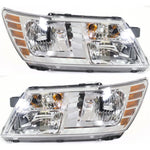 Headlight Set For 2009-2018 Dodge Journey Left and Right Chrome Housing CAPA 2Pc