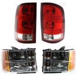 Headlight Kit For 2007-2013 GMC Sierra 1500 Left and Right Side with Tail Light