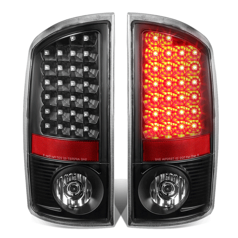 2002-2006 Dodge Ram 1500 2500 3500 Pair Full LED Tail Brake Light Lamp Black