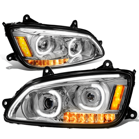 [LED DRL+Turn Signal] 08-19 Kenworth T170 T370 T660 Dual Projector Headlights