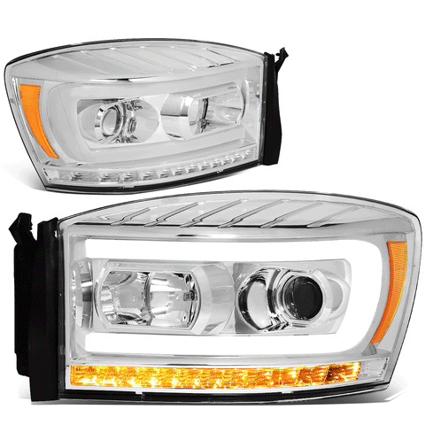 [LED DRL+Sequential Turn Signal] 06-09 Dodge Ram Truck Projector Headlight