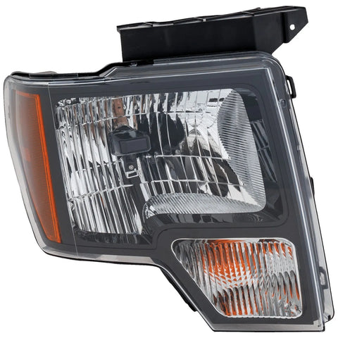 Headlight For 2010-2014 Ford F-150 Right Black Housing With Bulb CAPA