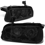 2006-2010 Dodge Charger Pair Smoked Houisng Headlight+Clea