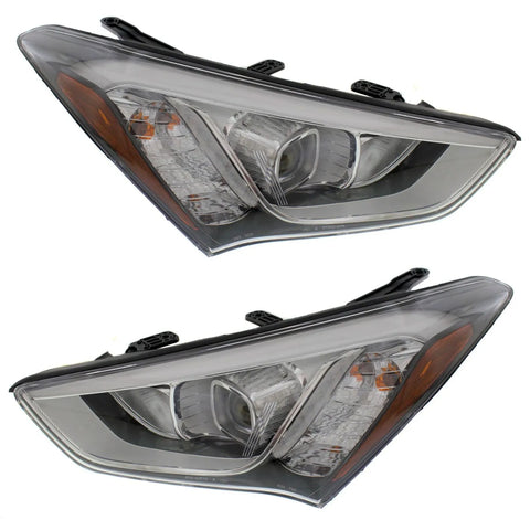 Headlight Set For 2013-2014 Hyundai Santa Fe Sport Left and Right HID With Bulb