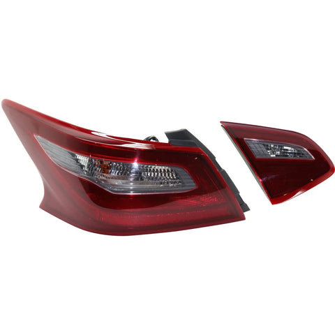 Tail Light Set For 2018 Nissan Altima Left Inner and Outer Clear/Red Halogen