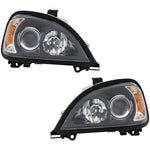 Headlight For 99-2015 Freightliner Columbia Left and Right Black Housing 2Pc