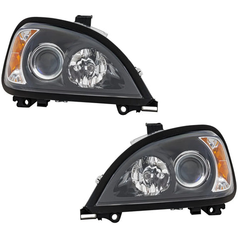 Headlight For 99-2015 Freightliner Columbia Left and Right Black Housing 2Pc