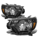 2012-2015 Toyota Tacoma Pair Black Housing Amber Corner Headlight Head Lamps