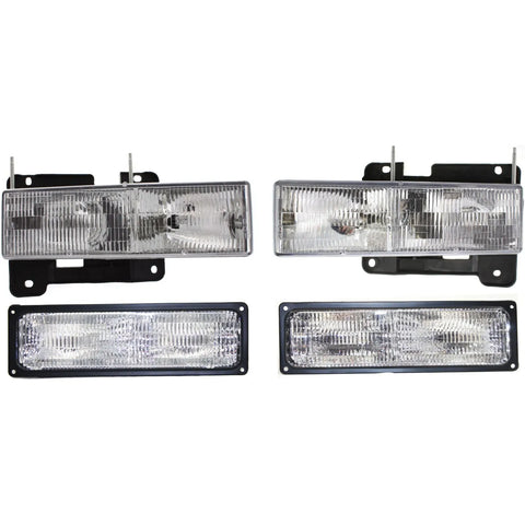 Headlight Kit For 94-98 Chevy K1500 94-99 K1500 Suburban Left and Right 4Pc CAPA