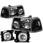 04-05 RANGER BLACK CLEAR HEADLIGHT+TURN SIGNAL LAMP+CHROME OE FOG LIGHT