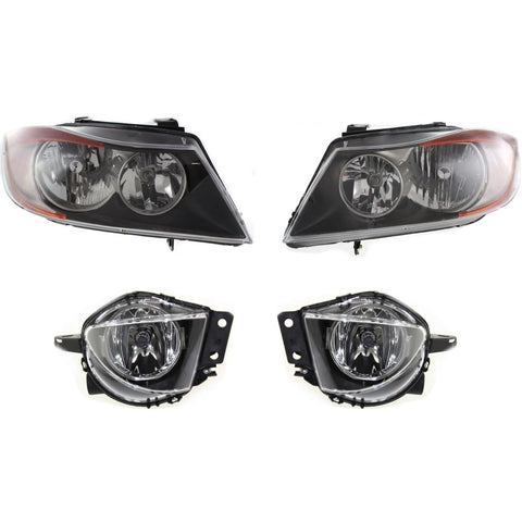 Headlight Kit For 2007-2008 BMW 328i 2006 330i Left and Right 4Pc