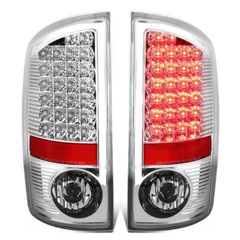 2007-2009 Dodge Ram 1500 2500 3500 Pair LED Tail Brake Light Lamp Chrome