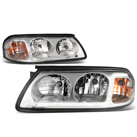 [LED DRL]  2000-2005 Chevy Impala Chrome Housing Amber Corner Headlight/Lamp