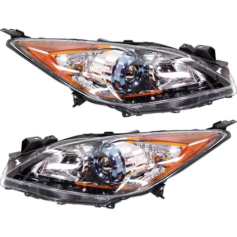 Headlight Set For 2012-2013 Mazda 3 and 3 Sport Left and Right With Bulb 2Pc