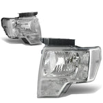 09-14 d F150 Pair Chrome Housing Clear Side Bumper Driving Headlight Lamp