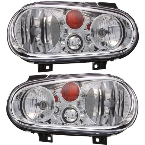 Headlight Set For 2002-2005 Volkswagen Golf Left and Right With Bulb 2Pc