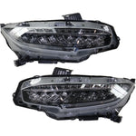 Headlight Set For 2016-2021 Honda Civic Driver & Passenger Side CAPA Clear Lens