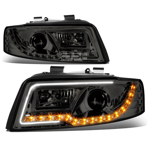 [LED DRL+Turn Signal]  2002-2005 Audi A4 Smoked Housing Projector Headlight