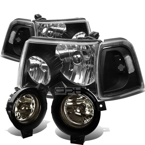 01-03 D RANGER BLACK CLEAR HEADLIGHT+TURN SIGNAL+SMOKED OE FOG LIGHT