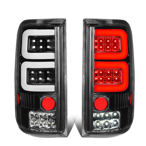 2004-2008 d F150 Lobo Full LED 3D C-Tube Tail Brake Light Stop Lamp Black