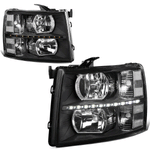 [LED DRL Strip] 07-14 Chevy Silverado Black Housing Clear Corner Headlight