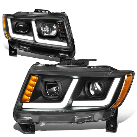 [LED DRL+Signal] 11-13 Jeep Grand Cherokee Projector Headlight Black/Amber