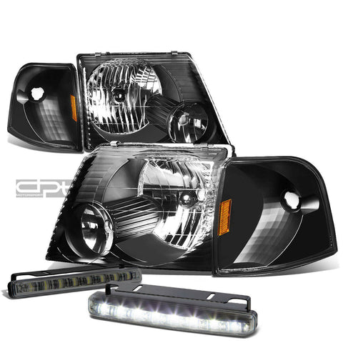 02-05 EXPLORER U152 BLACK/AMBER SIGNAL HEAD LIGHT LAMP+SMOKED LED FOG LIGHT