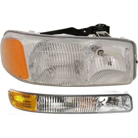 Headlight Kit For 1999-2006 GMC Sierra 1500 Right 00-06 Yukon Clear Lens Halogen