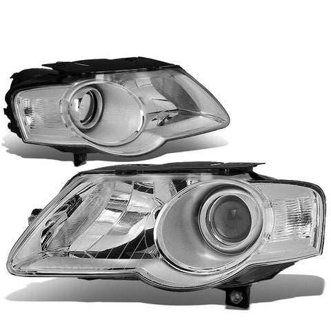 2006-2010 VW Passat Pair Chrome Housing Clear Side Projector Headlight/Lamp