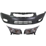 Bumper Cover Kit For 2011-2014 Chevrolet Cruze Front 3 Pieces