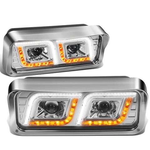 [LED DRL+Signal] 81-19 Western Star 4800 Kenworth W900 Projector Headlights